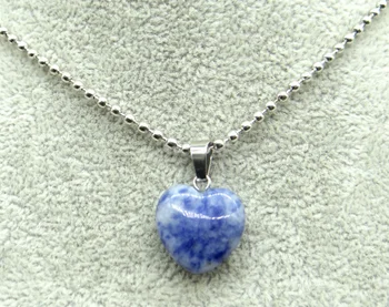 Dabīgā Akmens Sirds formas Turquoises Kvarca kristāls Opal Kuloni par diy Rotaslietu izgatavošana nerūsējošā tērauda kaklarota Piederumi