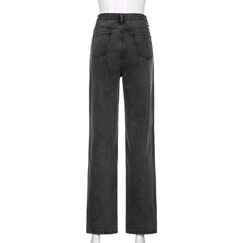 Darlingaga Streetwear Vintage Caurumu Ripped Augsta Vidukļa Džinsus Modes Taisni Baggy Bikses Apģērbu, Džinsa Bikses Boyfriend Jeans