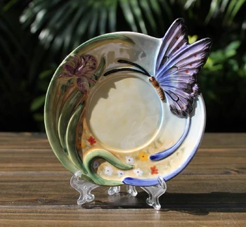 Daudzkrāsainas keramikas/rokdarbu, keramikas rotājumi/Eiropas pastorālo sadzīves rotājumi/butterfly deju kafijas tases