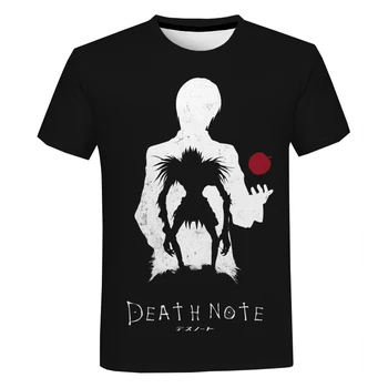 Death Note, 3D Druka, T-krekls Vīriešu un Sieviešu Modes Gadījuma Īsām Piedurknēm Šausmu, Anime t-veida Topi Harajuku Streetwear Atdzist T Krekls Topi