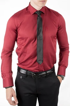 DeepSEA Bordo Men 'S Uzvalks Satīna Krekls, 100 Kokvilna Slim Fit Ar Garām Piedurknēm Pavasarī, Vasarā, Rudenī, Ziemā Ikdienas Biznesa 1809015