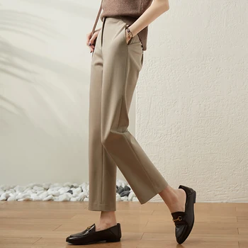 Deviņu punktu, uzvalku bikses sievietēm zaudēt cigarešu bikses, pavasara un vasaras jauna korejiešu stilā, taisnas bikses ar augstu vidukli gadījuma bikses