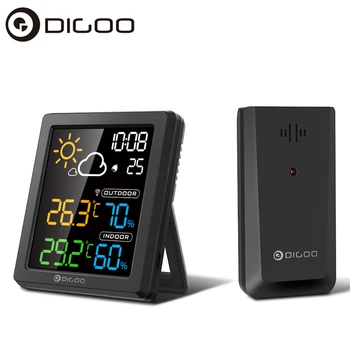 DIGOO DG-8647 Mini HD Krāsu Ekrāns LCD Laika Stacija Modinātājs Smart Termometru, Higrometru, Atlikt Dual Desktop Pulkstenis