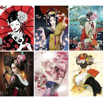 Dimanta Glezna, Karikatūra Meitene Kimono Princese 5D DIY Izšuvumi Māksla Pilnu Kvadrātveida, Apaļas Mozaīkas Uzstādīt Cross Stitch Mājas Dekoru, Dāvanu