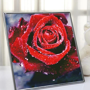 Dimanta Krāsošana 5D Ziedi Sarkanu Rožu Rhinestones Mākslas Dimanta Izšuvumi Krustdūrienā Puķes Handwork Hobijs, Dāvanu, Mājas Dekoru