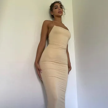 DISEYAR Vasaras Kleitu Modes Balts Melns Siksnas Slēgs Kakla Backless Garās Kleitas par Sievietes Puses Sexy Bodycon Ir 2021. Drēbes