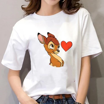Disney Bambi Sieviešu T Krekls Vasaras Plus Lieluma Karikatūra Trušu Thumper Drukāt Īsām Piedurknēm O-Veida Kakla Gadījuma Tshirts Topi Pamata Tees