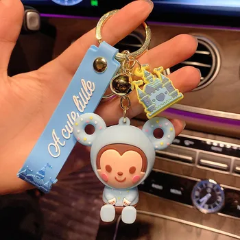 Disney Cartoon Gudrs Keychain Mickey Mouse Skaitļi Silikona Rotaļu Automašīnu Soma Kulons Atslēgu ķēdes Meitene Zēnu Dzimšanas dienas Dāvana