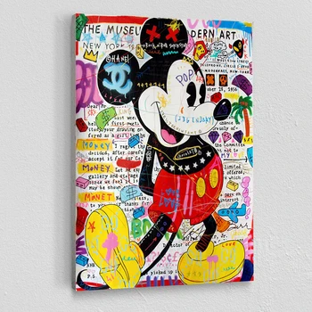 Disney Dimanta Mickey Grafiti Mākslas Audekla, Gleznas pie Sienas, Mākslas Plakāti un Izdrukas Luksusa Ielu Mākslas Attēlus, Mājas Dekoru