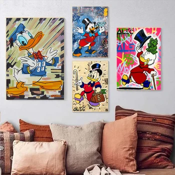 Disney Donald Duck Karikatūra Audekla Gleznas Disney Anime Plakāti un izdrukas sienas, Mākslas Attēlus, kas dzīvo mājās, telpu Dekorēšana