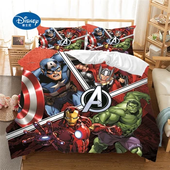 Disney Gultas piederumi Set The Avengers Captain America Super Varonis Sega sedz Uzstādīt Bedcloth ar Spilvendrāna Mājas Tekstils