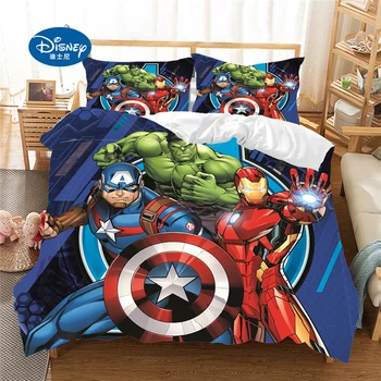 Disney Gultas piederumi Set The Avengers Captain America Super Varonis Sega sedz Uzstādīt Bedcloth ar Spilvendrāna Mājas Tekstils