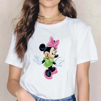 Disney ir 2021. T-krekls Sievietēm Karikatūra Plutons Sieviešu Īsās Vasaras Regulāru T Krekls O-veida Kakla Balts Tops Tee Kreklu Zaudēt Femme