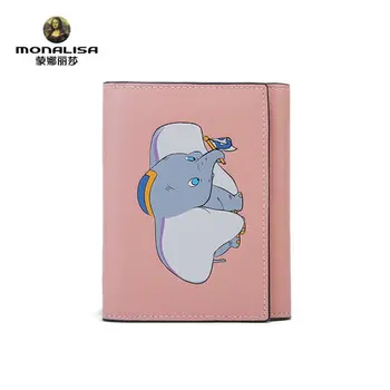 Disney jaunu cartoon dāma Dumbo īsā modes gadījuma trīs reizes monētu darbināmas karte, soma
