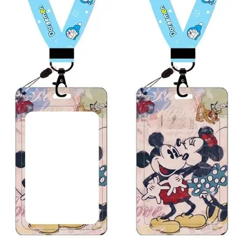 Disney meitenes Minnie kartes turētāju keychain taustiņš siksniņa maltīti karte, autobusu kartes gadījumā monētu maisu Mickey mouse Dokumenta karte, soma