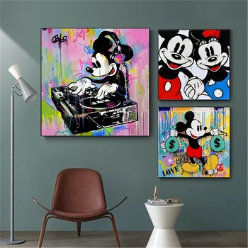 Disney Mickey Minnie Mouse Kanvas Glezna Cute Karikatūra Plakāti un Izdrukas Sienas Art Attēlu, lai Dzīvo Bērni Mājās, Telpu Dekorēšana