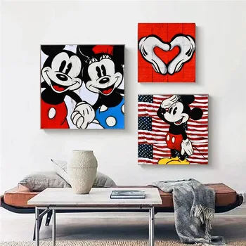 Disney Mickey Minnie Mouse Kanvas Glezna Cute Karikatūra Plakāti un Izdrukas Sienas Art Attēlu, lai Dzīvo Bērni Mājās, Telpu Dekorēšana