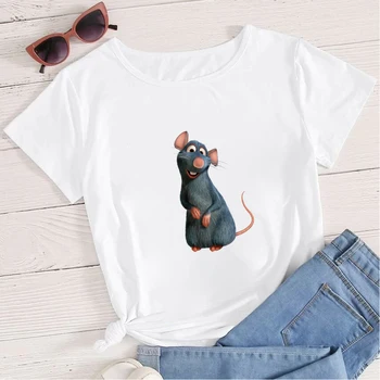 Disney Ratatouille T-krekls Top Tees Smart Remy Iespiesti O-veida Kakla T Krekli Mīlestību Pārtikas Y2k Modes Vogue OversizeWoman t-krekls