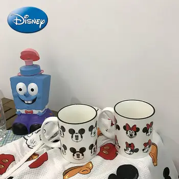 Disney Salātu Bļodā Ūdens Kausa Šķīvītis Porcelāna Trauki 3PCS Mickey Mouse Minnie Galda piederumu Komplekts Pāris Sadzīves Keramikas Bļodas Komplekts