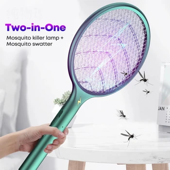 Divu-in-One LED Mosquito Killer Lampas 3500V Elektriskā Bug Zapper USB Lādējamu Fly Swatter Lamatas Kukaiņu Mušas Killer Istaba
