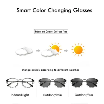 Divējāda Lietojuma Photochromic Brilles Unisex Anti-Zila Gaisma Brilles Super Alumīnija Rāmis Datoru Redzes Aprūpes Briļļu Krāsas