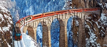 DIY 5D Dimanta Mozaīkas Vilcienus, Tiltus, Šveices Alpos Roku darbs Dimanta Glezna Krustdūrienā Dimanta Izšuvumi Rhinestones Dāvanu