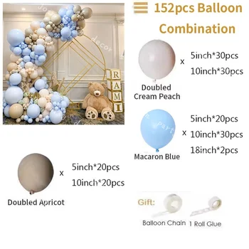 DIY Dubultojies Aprikožu Balonu Vainags Kāzu Dekorēšana Bērnu Dušas Dekoru Dubultojies Krēms Persiku Macaron Zila gaisa Baloni Arkas