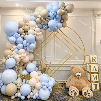 DIY Dubultojies Aprikožu Balonu Vainags Kāzu Dekorēšana Bērnu Dušas Dekoru Dubultojies Krēms Persiku Macaron Zila gaisa Baloni Arkas