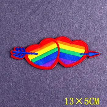 DIY LGBT Plāksteris Lepnums Geju Izšūti Plāksteri, Lai Apģērbs Varavīksnes Plāksteris Nozīmītes Dzelzs par Plankumus Uz Apģērba Svītras Piederumi