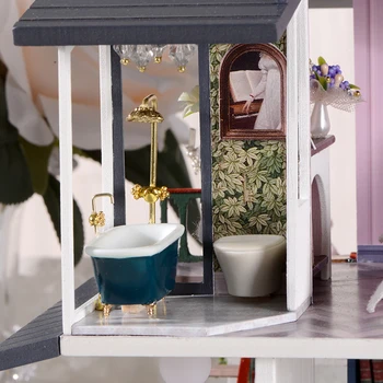 DIY Miniatūras 3D Rotaļlietas Leļļu Nams Modelis Mēbeles Komplekts Koka Namiņš Bērniem Dzimšanas diena Ziemassvētku Dāvanu Casa Monē Dārzi
