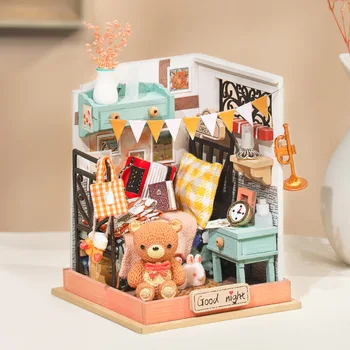 DIY Miniatūras Koka Modernā Stilā Dollhosue Mazo Vienkāršība Leļļu Nams Mēbeles Komplekts Lellēm, Rotaļlietām, Bērnu Dzimšanas dienas Dāvana