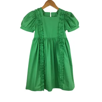 Dizainers Meitene Zaļās Partijas Kleitas Vasaras Modes Puses Parādīt, Zīdaiņu Apģērbs Laukumā Apkakles Elegants Pusaudžu Meiteņu Kleita