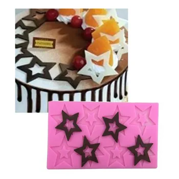 Dobi Pieci norādīja zvaigzne silikona veidnē šokolādes kūka pomādes mežģīnes kūka dekorēšanas virtuves Cepšanas rīki F0648