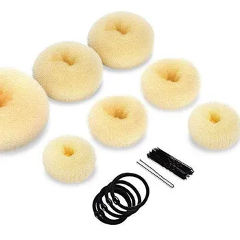 Donut Bun Maker, Matu Bulciņa Maker 7pcs Matu Gredzenu Stils Bun Maker Komplekts Ar 5gab Matu astēm, 10pcs Matu Adatas