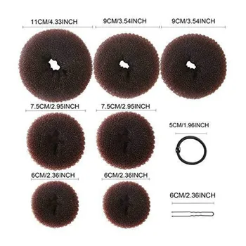 Donut Bun Maker, Matu Bulciņa Maker 7pcs Matu Gredzenu Stils Bun Maker Komplekts Ar 5gab Matu astēm, 10pcs Matu Adatas