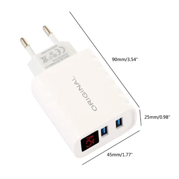 Dual USB Lādētājs LED Displejs, ES MUMS Plug QC 3.0 Mobilo Telefonu Lādētāju Sienas Adapteris J60A
