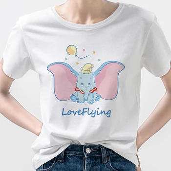 Dumbo Disney T krekls Sievietēm Ir 2021. Mīlestība, kas Peld Dumbo Vasaras Streetwear Gadījuma Apgriezts piedurknēm Topi, Sieviešu Populārs Animācijas Drēbes