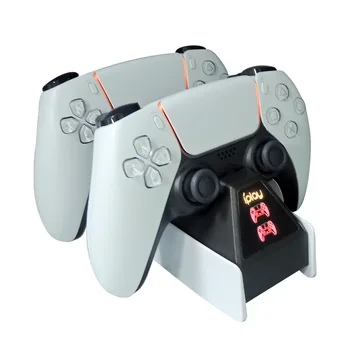 Duālais Lādētājs PS5 Bezvadu Kontrolieris Uzlādēšanas Doka Staciju Stāvēt ar LED Displeju, lai PlayStation5 Kursorsviru Gamepad