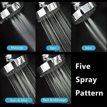 Dušas Galvas Augstu Spiedienu 4 Collu 5-nosakot Regulējams Dušas Galvas Top Spray
