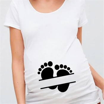 Dzemdību Īsām Piedurknēm Grūtniecības Shirst Bērnu uz Kuģa Dzimumu Reaval Drukāt Grūtniecēm T Krekls Jauna Mamma Dāvanas Grūtniecēm Anouncement