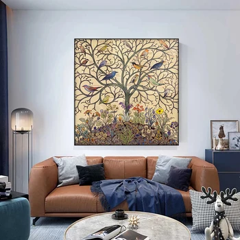 Dzīvības koks Tropu Songbirds Mākslas Audekls Gleznošanai Eksotisko Putnu Plakāti un Izdrukas Sienas Art Attēlus viesistaba, Mājas Dekoru