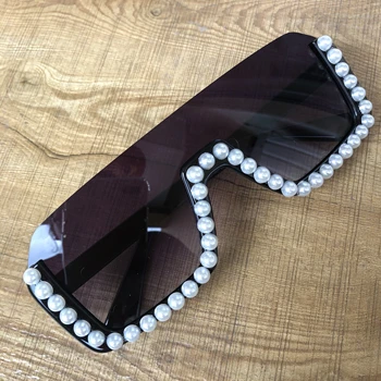 Dāmas saulesbrilles unikāls kvadrātveida lielgabarīta rāmis ar perlamutra brilles, saulesbrilles modes elegants saulessarga brilles UV400