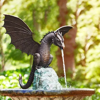 Dārza Statuja, Ūdens Strūklakām, Ūdens Aerosols Pūķis Uguns-elpošana Modelis Sveķu Waterscape Skulptūru Dārzs Tabulā Mājas Apdare