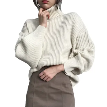 Džemperis Sievietēm 2020 Rudens Ziemas Jauno Zemāko Augstu Uzrullētu Apkakli Džemperi Adīt Vienkrāsainu Modes Gadījuma Sieviešu Rudenī Brīvs