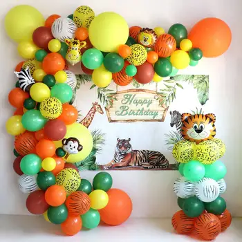 Džungļu Safari Tēmu Puse Balonu Vainags Komplekts Dzīvnieku Baloni Zēniem Dzimšanas dienas svinības Apdare Bērniem, Baby Dušas Rotājumi