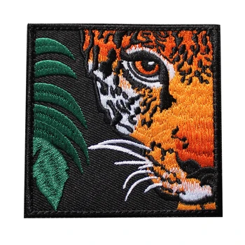 Džungļu Tīģeris Izšuvumi Uzšūtas Velcro Laukumā Žetons Zaļo Lapu DIY Armband Taktiskās Pack Uzlīme Drēbes Mugursoma Veste