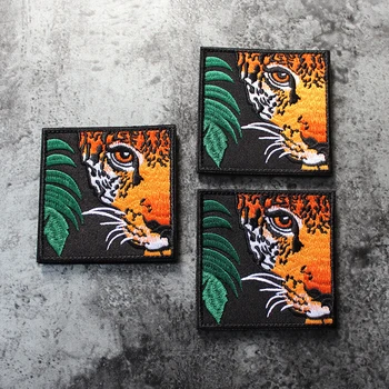 Džungļu Tīģeris Izšuvumi Uzšūtas Velcro Laukumā Žetons Zaļo Lapu DIY Armband Taktiskās Pack Uzlīme Drēbes Mugursoma Veste