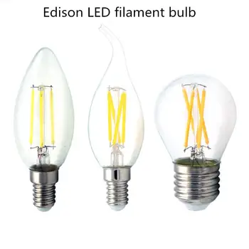 E14 LED Kvēldiega Spuldzes Retro Edison Stikla Spuldzes Mājas Ceilling Apdare C35/C35L/G45