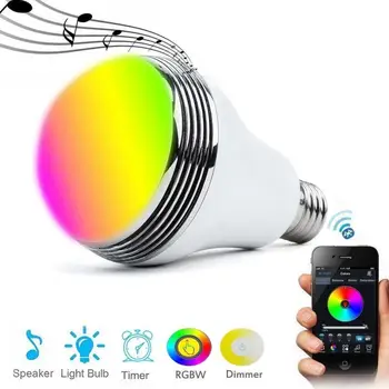 E27 Spuldzes Bezvadu Bluetooth 4.0 Skaļrunis + Smart Krāsa Mainot LED Spuldze RGB Krāsu Mūzikas Skaļrunis Taimeris APP Kontroles Smart Gaismas