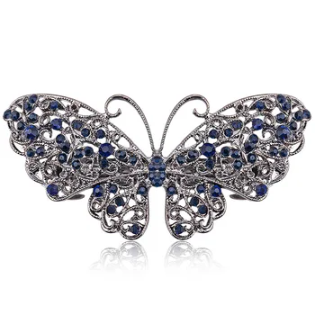 EASYA Vintage Blue Rhinestone Hairwear Butterfly Ziedu Matu Barrettes Sieviešu, Matu spraudes Retro Loku, Matu Aksesuāri, Rotaslietas